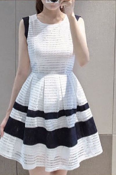 Đầm ren lưới sọc kim cương - 1390