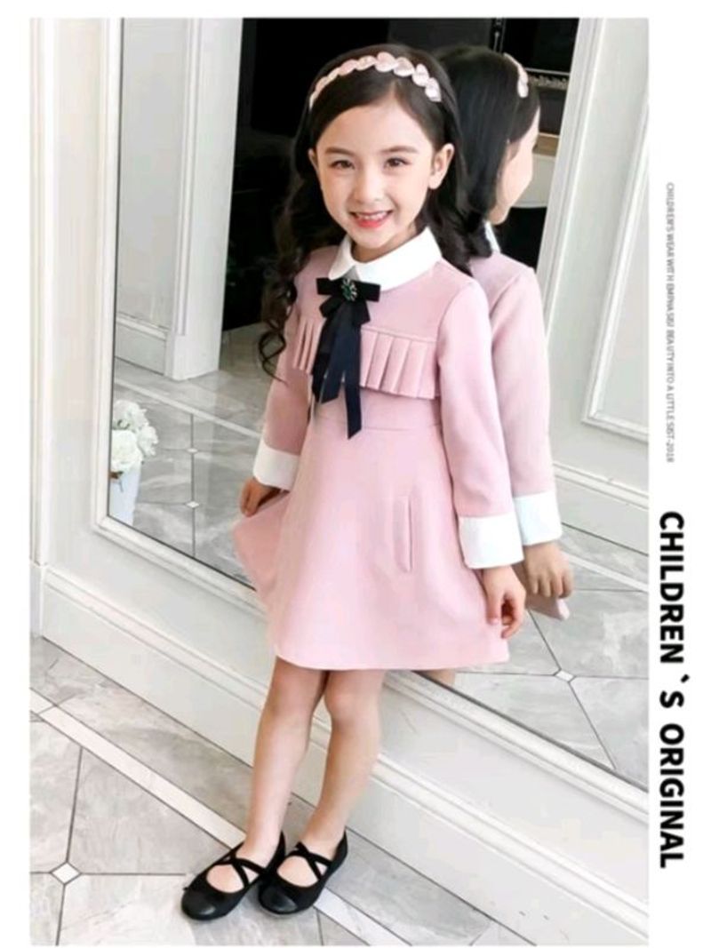 Váy sơ mi nơ cổ tiểu thư chuẩn như mẫu bé gái quảng châu giá sỉ