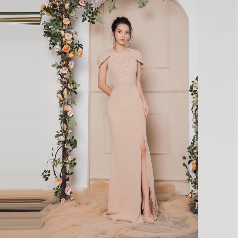 Đầm Dạ Hội Đính Ngọc Tay Xếp Ly Cao Cấp giá sỉ, giá bán buôn - Malanaz Shopping