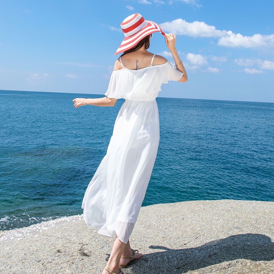 Đầm maxi trắng đi biển đẹp 2022 trẻ trung nữ tính - Lami Shop